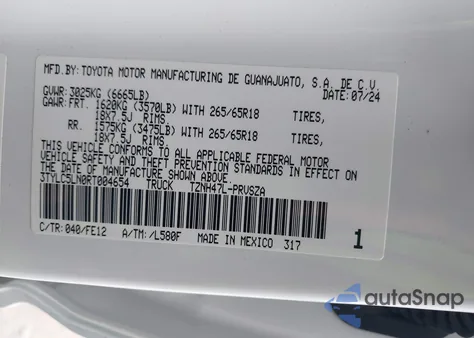 2024 Toyota Tacoma Hybrid Trd Sport z USA, uszkodzony, nr VIN 3TYLC5LN0RT004654